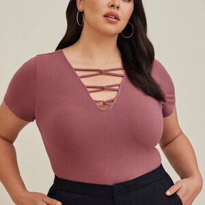 Torrid Ginger Foxy V-Neck Strappy Top in Size 5 / 28